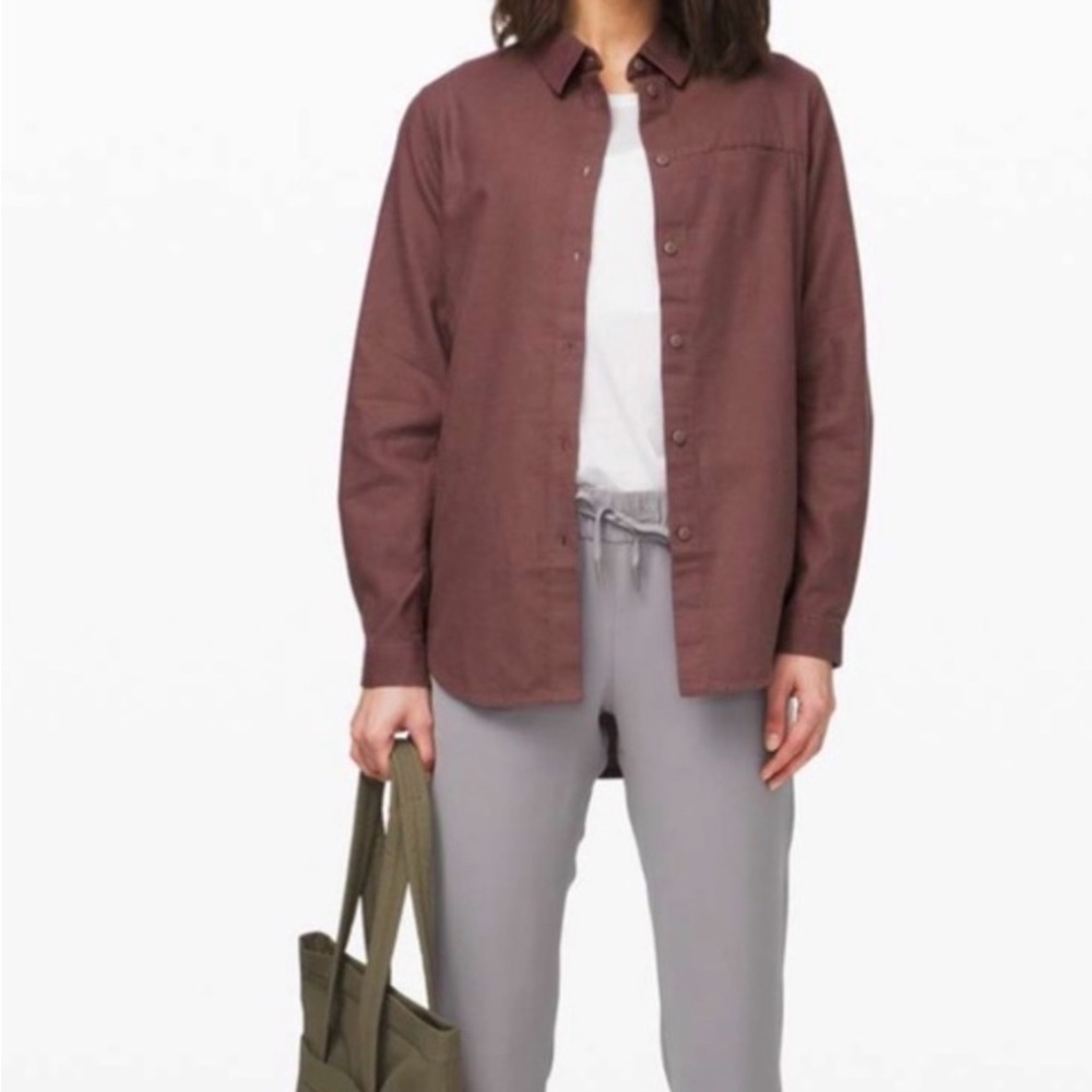 Lululemon Athletica Plum Button-Down Flannel Shirt - Picture 2 of 12